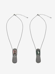 You have a purr-fect bestie you need to share these matching necklaces with! Each necklace has a rhinestone flip phone that opens up. Inside has a different cat pic!18" + 3" extenderNickel-free alloy; glass; plasticSet of 2Imported Sweet Society, Y2k Phone, Best Friend Necklace, Flip Phone, Detailed Jewelry, Friend Necklaces, Cat Necklace, Accessories Jewelry Necklace, Matching Necklaces