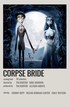 corpse bride movie poster with skeleton holding hands