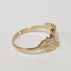 "Thanks for shopping our vintage estate store. We tend to sell well below wholesale and truly hope you enjoy all of our items. Many of the items are one of a kind, so please enjoy scrolling through the pictures and hopefully something will catch your eye. Brown spots are from camera or reflections. Estate 14k yellow gold monogram cursive capital A heart ring. Custom made ring for our shop. Ring size: 3 Setting: 7.5mm 1/4\" to 3/8\" Band width: 1.4mm Weight: 1.12 grams Marked 14k and it's sweet. Antique Style Rings, Initial A, Gold Monogram, Shimmer N Shine, Brown Spots, Antique Style, Rose Gold Ring, Heart Ring, Gold Rings