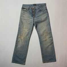 [DESCRIPTION] Please read the description first before buy my items‼️‼️‼️ Vintage D & G Rare Design Jeans All in good condition [MATERIAL] Cutton [MEASUREMENT] Measurement ( WHEN LAID FLAT ): Waist: 29 inch (recommended) Insean: 27.5 inch Length: 36 inch Front Rise: 9 inch Thigh: 19 inch Opening Leg: 17 inch [CONDITION] - All in good condition  -Have hole,but i think it design [PAYMENT & NOTICE] - We accept PayPal ONLY - No return/refund - All items will be post over shipping company counter wit Vintage Dolce And Gabbana, Design Jeans, Jean Vintage, Distressed Denim Jeans, Womens Jeans, Distressed Denim, Denim Jeans, Dolce And Gabbana, Women Jeans