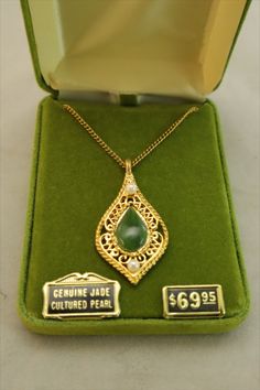 #vintage #collectible #1970s #70s #jade #green #goldtone #cultured #pearl #teardrop #pendant #filligree #necklace #fashion #jewlery #ebay Vintage Filigree Teardrop Jewelry, Vintage Drop Necklace For Formal Occasions, Vintage Teardrop Filigree Jewelry, Vintage Teardrop Collectible Jewelry, Collectible Vintage Teardrop Necklace, Vintage Teardrop Pendant Necklace For Formal Occasions, Vintage Teardrop Pendant Drop Necklace As Gift, Vintage Green Filigree Necklace, Vintage Teardrop Jewelry With Intricate Design