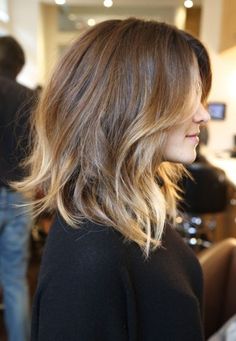 ombre hair - Mid length hair - with Bangs