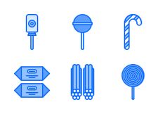 blue candy and lollipop icon set on white background