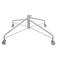 a white metal rack with four wheels and two casteors on it's sides