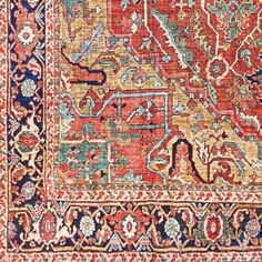 an old persian rug with many colors and patterns