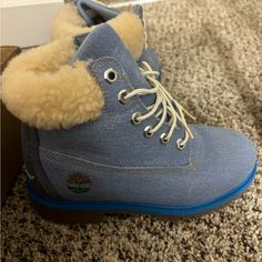 Women’s Size 5.5 Light Blue Timberland Boots, Blue Timberland Boots, Timberlands Shoes, Timberlands Women, Timberland Shoes, Timberland Boots, Just Don, Blue Cream, Bootie Boots