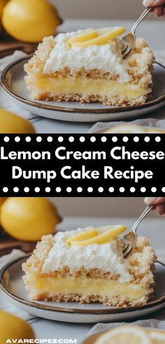 lemon cream cheese dump cake recipe on a plate