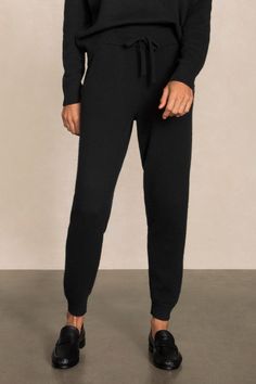 BLACK Black Relaxed Fit Sweatpants For Relaxation, Black Casual Sweatpants, Casual Black Sweatpants For Relaxation, Casual Cashmere Bottoms With Ribbed Waistband, Cozy Black Sweatpants For Loungewear, Comfortable Black Sweatpants For Relaxation, Fall Cashmere Sweatpants For Loungewear, Cozy Black Bottoms For Lounging, Cozy Black Lounging Bottoms