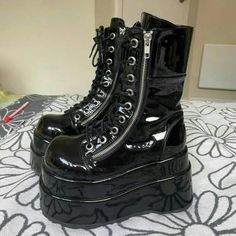 Alt Shoes, Alternative Shoes, Goth Shoes, Goth Boots, Gothic Shoes, Makeup Clothes, Black Platform Boots, Aesthetic Shoes, Swag Shoes