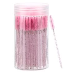 Package include - 100 Pcs lash spoolies with reusable container, great for storing eyelash brushes Size - The length of the storage container is 2.5*4.7 inches, 3.9 in lash brush overall length, 1 in brush head, easy to carry and suitable for travel The brush head can be bent slightly as you need, the bristles are very soft. When used dry (w/no mascara on them), the spoolies are helpful for smoothing out fresh, clumpy mascara application Disposable mascara wands are perfect for separating eyelashes before and/or after mascara application. Don't worry about contamination of mascara or mascara clumping Spolley for lashes are also good for combing out mascara clumps or even cleaning little nooks and crannies in kitchen appliances and other household stuff Eyelash Extensions Pink, Lash Brush, Mascara Application, Disposable Mascara Wands, Diy Eyelash Extensions, Mascara Brush, Eyelashes Mascara, Eyelash Brush, Mascara Wands