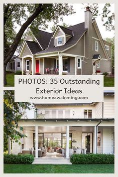 the front and back of a house with text overlaying that reads photos 35 outstanding exterior ideas