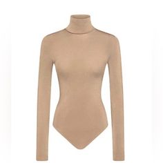 Smooth, Opaque Mix Of Austrian Cotton And Nylon Is Finished With A Cozy Turtleneck That's Perfect For Layering. Pullover Style Cotton/Nylon/Elastene Machine Wash Or Dry Clean Made In Austria Brand New In Box, Never Worn Or Tied On. Color Is Called Latte. Elegant Turtleneck Bodysuit For Winter, Chic Beige Bodysuit For Fall, Elegant Bodysuit For Winter, Winter High Neck Bodysuit, Elegant Beige Second-skin Bodysuit, Fitted Beige Bodysuit For Fall, Beige Fitted Bodysuit For Fall, Fitted Classic Long Sleeve Bodysuit, Beige Bodysuit For Fall