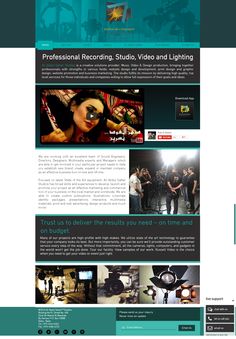 the website for professional recording studio, video and lightening is displayed in this image