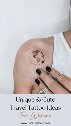 Unique & Cute Travel Tattoo Ideas For Women Travel Tattoo Ideas For Women, World Map Tattoo, Travel Tattoo Ideas, Globe Tattoos, Map Tattoo, Airplane Tattoos, Map Tattoos, Explore Tattoo, Tattoo Ideas For Women