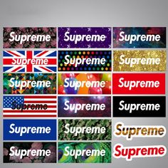 the supreme stickers are all different colors and sizes, but there is no image on them