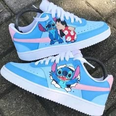 Disney Custom Air Force 1, Nike Shoes Custom, Custom Sneakers Diy, Stitch Toy, Air Max 200, Custom Shoes Diy, Stitch Stuff