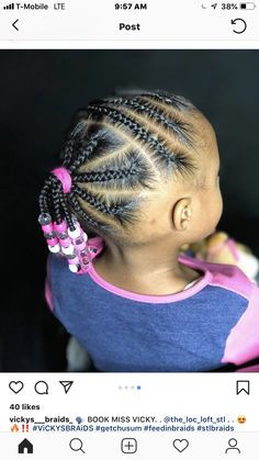 Kids Hairstyles Natural Hair Styles Kids, Little Black Girls Braided Hairstyles, Black Girls Braided Hairstyles, Toddler Cornrow Styles, Kids Updo, Girls Braided Hairstyles, Hair Styles Kids