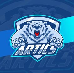 the arctics logo on a blue and white background with an angry bear's head