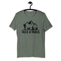 Tails On Trails Short-Sleeve Unisex T-Shirt Nature Instagram, Dog Adventure, Steel Blue, Unisex T Shirt