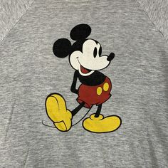 Vintage Mickey Mouse crewneck sweater 1970s size: XL chest-22” top to bottom-24” sleeve-29” Disney Sweater, Classic Mickey Mouse, Paint Shirts, Mickey Mouse Sweatshirt, 90s Sweatshirt, Bright Stripes, Disney Sweaters, Disney Sweatshirts, Grey Crewneck