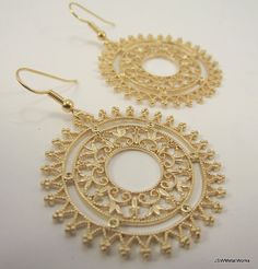 Gold Ornate Filigree Sunburst Earrings by JSWMetalWorks Metal Chandelier Earrings As Gift, Gold Chandelier Earrings As Gift, Adjustable Gold Chandelier Earrings For Gifts, Round Metal Chandelier Earrings As Gift, Round Metal Chandelier Earrings For Gift, Filigree Chandelier Earrings For Gift, Filigree Metal Plug Earrings As Gift, Ornate Metal Hoop Earrings Gift, Metal Filigree Plug Earrings As Gift