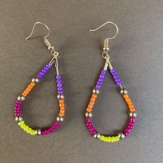 Everyday earrings! Fun & bright! Very lightweight! Colorful Beaded Teardrop Earrings For Beach, Teardrop Earrings With Colorful Beads For Beach, Teardrop Beach Earrings With Colorful Beads, Trendy Hypoallergenic Beaded Earrings, Summer Multicolor Hypoallergenic Earrings, Trendy Teardrop Beaded Earrings With Ear Wire, Multicolor Dangle Earrings For Everyday, Multicolor Drop Earrings For Everyday, Everyday Multicolor Dangle Earrings