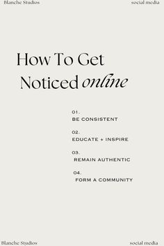 the cover of how to get noticed online, with black and white text on it