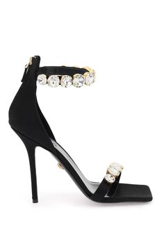 72% VI 28% SE Versace Sandals, Satin Sandals, Designer Sandals, Gianni Versace, High End Fashion, Roberto Cavalli, Lanvin, Easy Wear, Black Satin