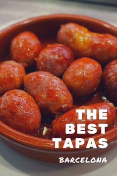 the best tapas in barcelona, spain with text overlay that reads'the best tapas '