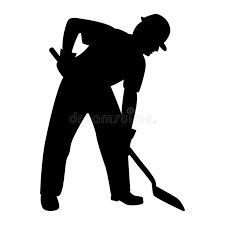 a man with a shovel silhouetted on a white background royalty illustration stock images and illustrations