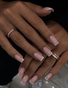 Regular French Nails, Elegant French Nails Design Classy, Square Nails With Chrome, Beige French Manicure, Milky Pink French Nails, Square Oval French Tip Nails, Russian French Nails, Classic French Nails Square, Short Nail Designs Minimal Natural