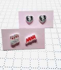 Material: Shrink Plastic, Stainless Steel Earring posts Dimensions Strawberry glasses: 1.2cm x 1.1cm Nana: 1.5cm x 0.7cm Heart Nana: 1cm Strawberry Glasses, Shrink Plastic Earrings, Nana Anime, Plastic Earrings, Cute Strawberry, Shrink Plastic, Steel Earrings, Earrings Cute, Earring Posts