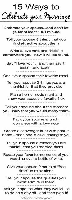 a poem that says, 15 ways to celebrate your marriage