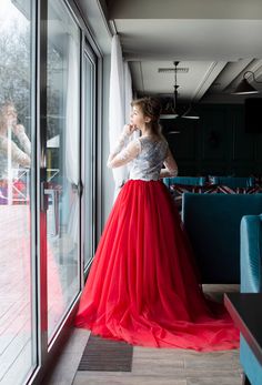 "Red Bridal tulle skirt Red Wedding tulle skirt Long bridal tulle skirt Tulle skirt with train Magnificent tulle skirt Floor lenght skirt A beautiful option for a festive dress -red skirt with a train. The airy splendor of tulle in combination with a lace top creates a stylish bright image. A long train gives the woman a truly royal chic. A luxury model can be a central detail of an evening or wedding ensemble. In this skirt, we perfectly matched the colors of the lining and belt to be the perfe Red Tulle Prom Gown, Red Tulle Ball Gown For Prom Season, Floor-length Tulle Gown For Quinceanera, Quinceanera Floor-length Gown With Tulle Skirt, Quinceanera Tulle Floor-length Gown, Red Tulle Floor-length Ball Gown, Red Tulle Gown For Quinceanera, Organza Ball Gown With Tulle Skirt Floor-length, Red Floor-length Party Skirt