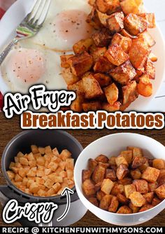 an air fryer breakfast potatoes recipe is shown