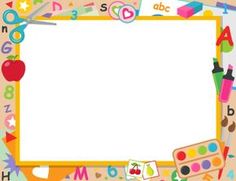 an image of a child's frame with school supplies on the bottom and in the middle