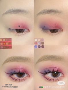 Pink Eye Makeup Tutorial, Makeup Pictorial, Cute Eye Makeup, Korean Eye Makeup, Eye Makeup Designs, Creative Eye Makeup