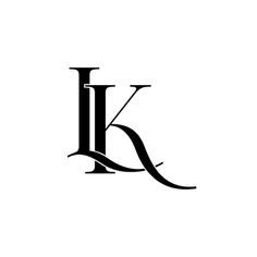 the letter k is made up of two letters, one black and white with an elegant design