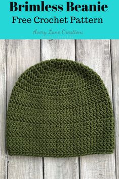 a crocheted beanie is shown with the text, free crochet pattern