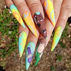 Nail Art Designs Fall, Rasta Nails, Funny Nails, Animal Nail Designs, Disney Acrylic Nails, Tape Nail Art, Crazy Nail Designs, Beautiful Nail Art Designs, Crazy Nail Art