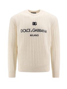 Sweater | Dolce & Gabbana Men's Sweater in White | SS24 White Knitwear, Dolce Gabbana Sweater, Feminine Chic, Stefano Gabbana, White Crew Neck, Embroidered Crewneck, Dolce And Gabbana Man, Men's Wardrobe, Formal Shirts