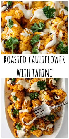 roasted cauliflower with tahini and parsley