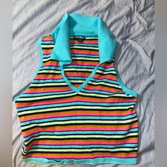 Wild Fable Colorful Striped Crop Top With Color. Very Soft, Great Condition And Never Worn. Bundle To Save Or Send Me An Offer! Casual Rainbow Sleeveless Top, Trendy Rainbow Sleeveless Top, Playful Striped Tops For Beach, Playful Striped Tops For The Beach, Cute Multicolor Tops For Vacation, Fun Multicolor Sleeveless Top, Fun Striped Summer Tops, Cute Multicolor Vacation Tops, Vibrant Fitted Blue Top