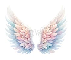 the wings of an angel are painted in pastel colors