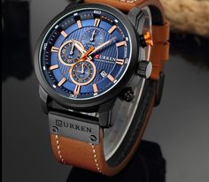 Item Type: Men's Watches Material: Stainless Steel, Leather Closure Type: Buckle Water Resistance Depth: 3Bar Band Width: 24 mm / 0.94 inch Band Length: 23 cm / 9.06 inch Dial Diameter: 45 mm / 1.77 inch Case Thickness: 12 mm / 0.47 inch Package Includes: 1 x Pc Military Style Watches, Mens Watches Military, Mens Sport Watches, Style Sportif, Military Watches, Stylish Watches, Luxury Watches For Men, Beautiful Watches, Wristwatch Men