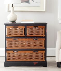 Antique Black/Cane Drawers Wicker Basket Storage Unit, Cane Drawers, Cane Baskets, Drawer Storage Unit, Wooden Storage Cabinet, Rustic Storage, Basket Storage, Wicker Baskets Storage, Sofa End Tables