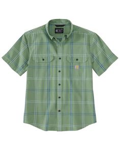 Short Sleeve Plaid Shirt, Chambray Shorts, Men Carhartt, Months Of The Year, Carhartt Mens, Mens Green, Work Shirts, Blue Plaid, Plaid Shirt