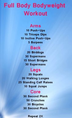 the full body bodyweight workout plan is shown in this graphic style, with an image of