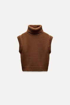 BASIC KNIT GOLD TURTLENECK VEST London Winter Outfits, Knitted Waistcoat, Fall Knits, Nyc Clothes, Sleeveless Jumper, Zara Fashion, Swag Outfits For Girls, Roll Neck Sweater, Cardigan Sweater Dress