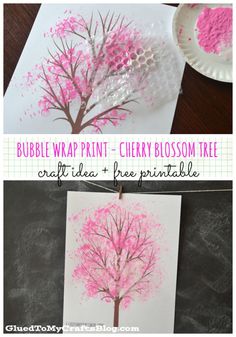 this is an easy art project for kids to do with the cherry blossom tree stamp